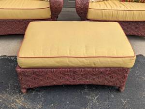 Oversized Wicker Armchairs and Ottoman