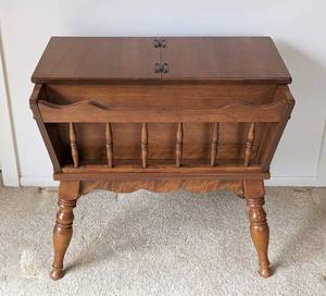 Vintage Wood Magazine Rack Storage Table