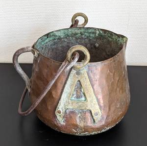Antique Copper Pot with Iron Handles Vintage Hearth Primitive Boho Decor