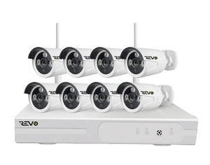 lot 56 image: New Revo Wireless 8-Channel NVR 1TB Surveillance System with 8 Full HD Bullet Cameras