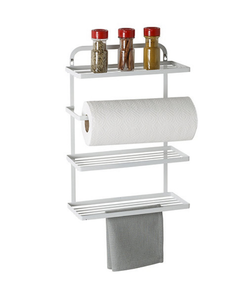 lot 57 image: New Honey-Can-Do Steel Spice Rack with Paper Towel Holder - White