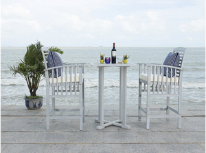 lot 80 image: New Safavieh Pate 3-Pc. Bar Bistro Patio Set - GreyBeigeNavy