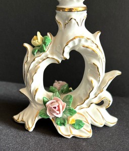 lot 23 image: Two Vintage Capodimonte Dresden Flowers Candle Holders