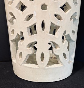 lot 50 image: Pottery Barn Ceramic Punched Snowflake Luminary Lantern