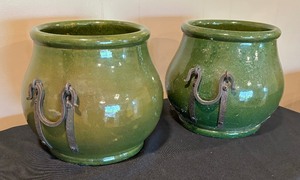 lot 72 image: Pair of Pottery Barn Double Handled Planters  Pots