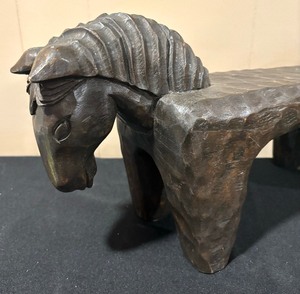 lot 95 image: Vintage Wooden Horse Motif Headrest  Decor