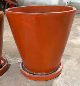 lot 124 image: Three Vibrant Pots with Under Plates