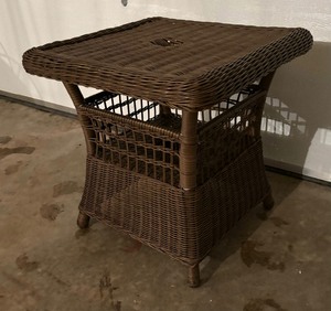 lot 132 image: New Hampton Bay Spring Haven Umbrella Stand Accent Table