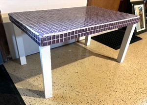 lot 147 image: Pretty Purple Tile Topped Accent Table