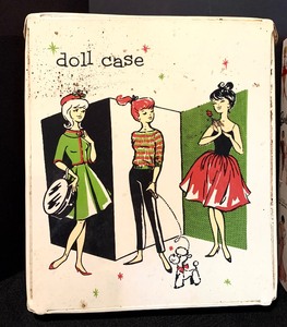 lot 265 image: Vintage 1960s ATCO Doll Carrying Case with Vintage 1963 Suzy Goose Barbie Furniture Vanity, Mirror, Stool and More