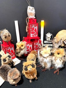 lot 170 image: Adorable Handmade Animal Ornaments, Battery Candle Sticks, Ceramic Deer, Cardinal Lanterns and More