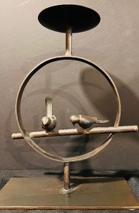 lot 192 image: Pair of Circular Design Bird Motif Candle Holders by Pottery Barn