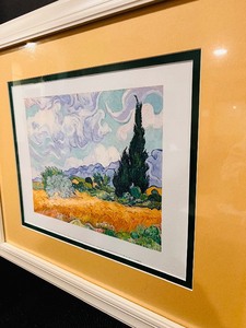 lot 195 image: La Pastiche Wheat Field with Cypress by Vincent Van Gogh Picture