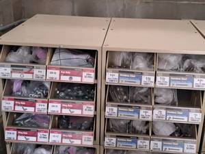 lot 27 image: Lot of (2) MetalPlastic Parts Organizer Storage Cabinets 6-bin