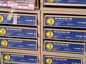 lot 55 image: Lot of (2) MetalPlastic Parts Organizer Storage Cabinets 3-bin