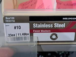 lot 79 image: Lot of (300) Hillman #10 Stainless Steel Finish Washers #H830756
