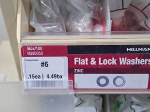 lot 113 image: Lot of (480) Hillman #6 Zinc Flat Washers SAE #H280050