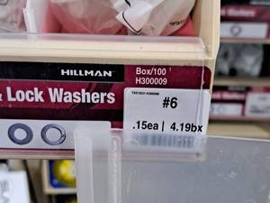 lot 114 image: Lot of (230) Hillman #6 Steel Lock Washers #H300009