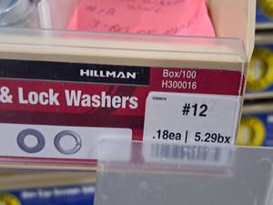 lot 125 image: Lot of (380) Hillman #12 Steel Lock Washers #H300016