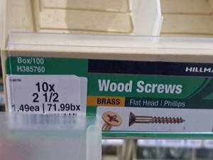 lot 227 image: Lot of (200) Hillman Brass Wood Screws 10x2-12  Flat Head  Phillips #H385760