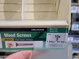 lot 229 image: Lot of (100) Hillman Brass Wood Screws  Flat Head  Phillips #H385762