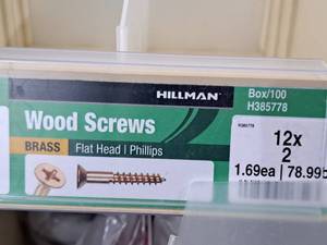 lot 236 image: Lot of (75) Hillman Brass Wood Screws  Flat Head  Phillips #H385778