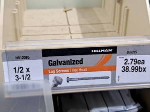 lot 253 image: Lot of (50) Hillman Galvanized Lag Screws 12x3-12  Hex Head #H812095