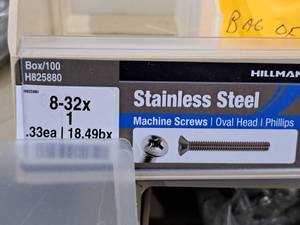 lot 310 image: Lot of (130) Hillman Stainless Steel Machine Screws 8-32x1  Oval Head  Phillips Drive #H825880