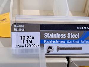 lot 323 image: Lot of (200) Hillman Stainless Steel Machine Screws 10-24x1-14  Oval Head  Phillips Drive #H825908