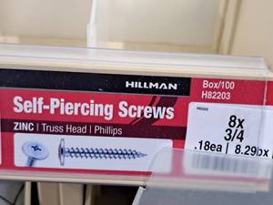 lot 352 image: Lot of (160) Hillman Self-Piercing Screws 8x34  Truss Head  Phillips Drive #H82203