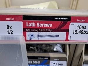 lot 365 image: Hillman Lath Screws Self Drilling Point 8x12  Phillips Drive #H47285
