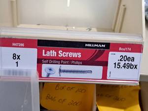lot 368 image: Hillman Lath Screws Self Drilling Point 8x1  Phillips Drive #H47286