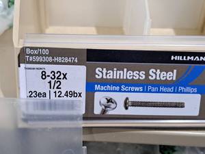 lot 398 image: Lot of (100) Hillman Stainless Steel Machine Screws 8-32x12  Pan Head  Phillips Drive #H828474