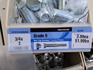 lot 436 image: Lot of (22) Hillman Cap Screws 34x2  Hex Head  Coarse Thread #H200408