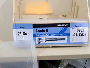 lot 440 image: Lot of (35) Hillman Cap Screws 716x1  Hex Head  Coarse Thread #H200177