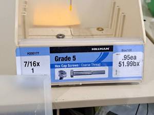 lot 441 image: Lot of (100) Hillman Cap Screws 716x1  Hex Head  Coarse Thread #H200177