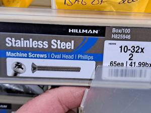 lot 460 image: Lot of (300) Hillman Stainless Steel Machine Screws 10-32x2  Oval Head  Phillips Drive #H825946