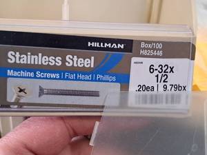 lot 480 image: Lot of (300) Hillman Stainless Steel Machine Screws 6-32x12  Flat Head  Phillips Drive #H825446