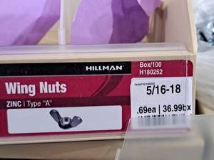 lot 572 image: Lot of (80) Hillman 516-18 Zinc Wing Nuts  Type A #H180252