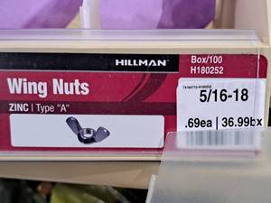lot 573 image: Lot of (100) Hillman 516-18 Zinc Wing Nuts  Type A #H180252