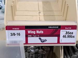 lot 574 image: Lot of (145) Hillman 38-16 Zinc Wing Nuts  Type A #H180255