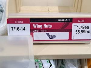 lot 575 image: Lot of (28) Hillman 716-14 Zinc Wing Nuts  Type A #H180258