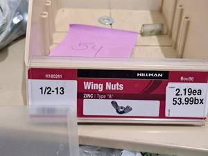 lot 576 image: Lot of (54) Hillman 12-13 Zinc Wing Nuts  Type A #H180261