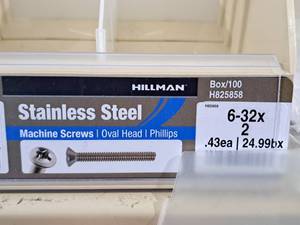 lot 592 image: Lot of (200) Hillman Stainless Steel Machine Screws 6-32x2  Oval Head  Phillips Drive #H825858