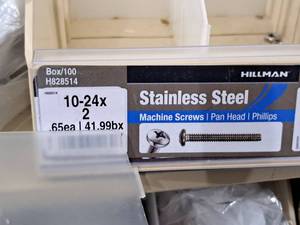 lot 615 image: Lot of (85) Hillman Stainless Steel Machine Screws 10-24x2  Pan Head  Phillips Drive #H828514