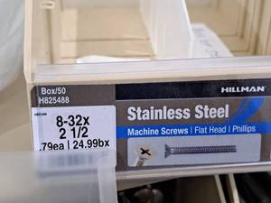 lot 645 image: Lot of (100) Hillman Stainless Steel Machine Screws 8-32x2-12  Flat Head  Phillips Drive #H825488