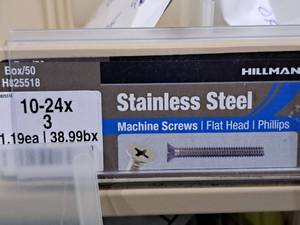 lot 667 image: Lot of (50) Hillman Stainless Steel Machine Screws 10-24x3  Flat Head  Phillips Drive #H825518