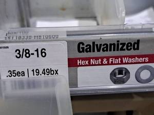 lot 682 image: Lot of (200) Hillman 38-16 Galvanized Hex Nut & Flat Washer #H810509