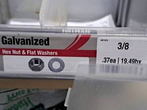 lot 684 image: Lot of (175) Hillman 38 Galvanized Hex Nut & Flat Washer #H811072