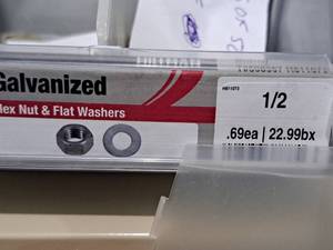 lot 689 image: Lot of (100) Hillman 12 Galvanized Hex Nut & Flat Washer #H811073